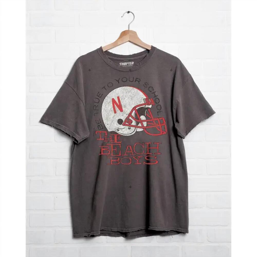 NEW LIVYLU women's vintage nebraska tee in dark grey